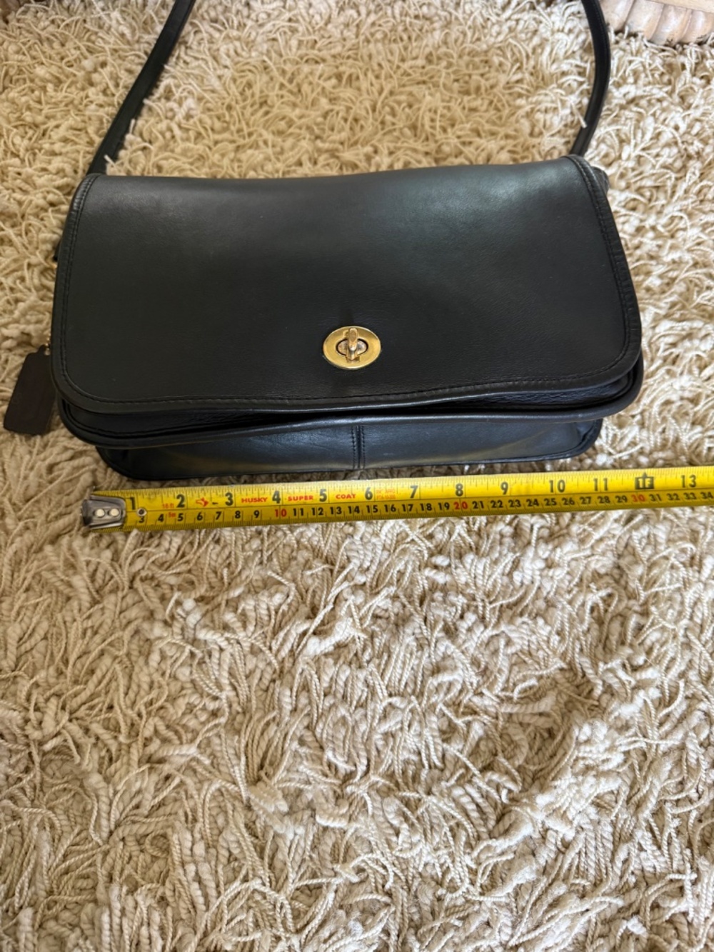 VTG Coach Black Glove Tanned Leather Organizer/Courier Crossbody Bag 0605 NYC - Picture 16 of 16